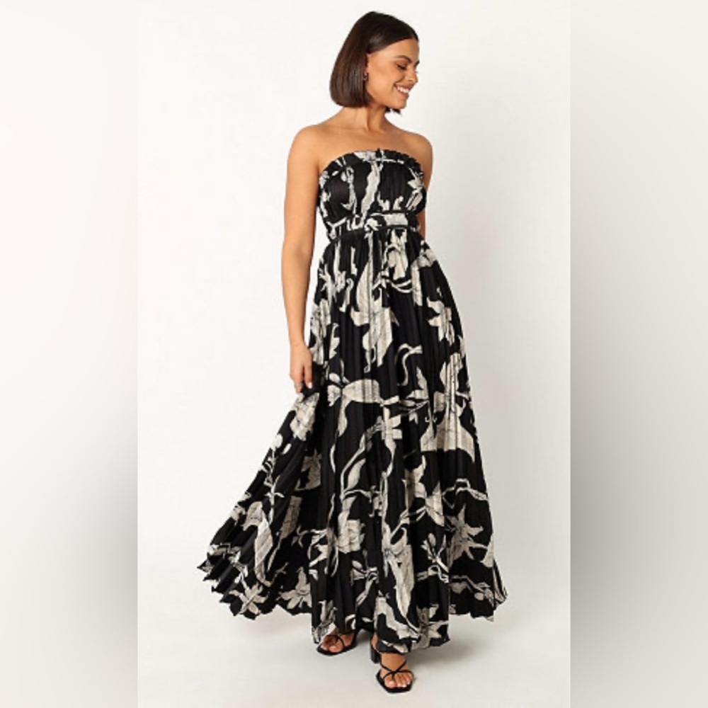 Petal & Pup Charcoal Grey and Cream Floral Maxi Skirt